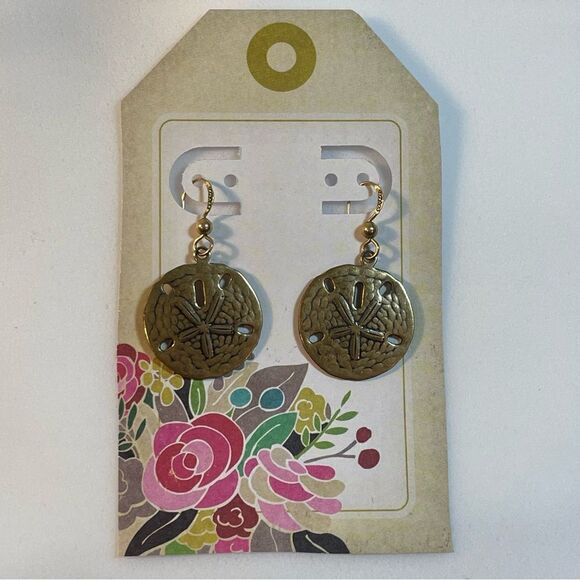 Sand dollar earrings with 14/20 Gold filled mark on war wires - Picture 7 of 8